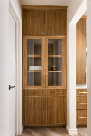 Make Ready Design + Build Custom Home Renovations - glass cabinet door bathroom storage
